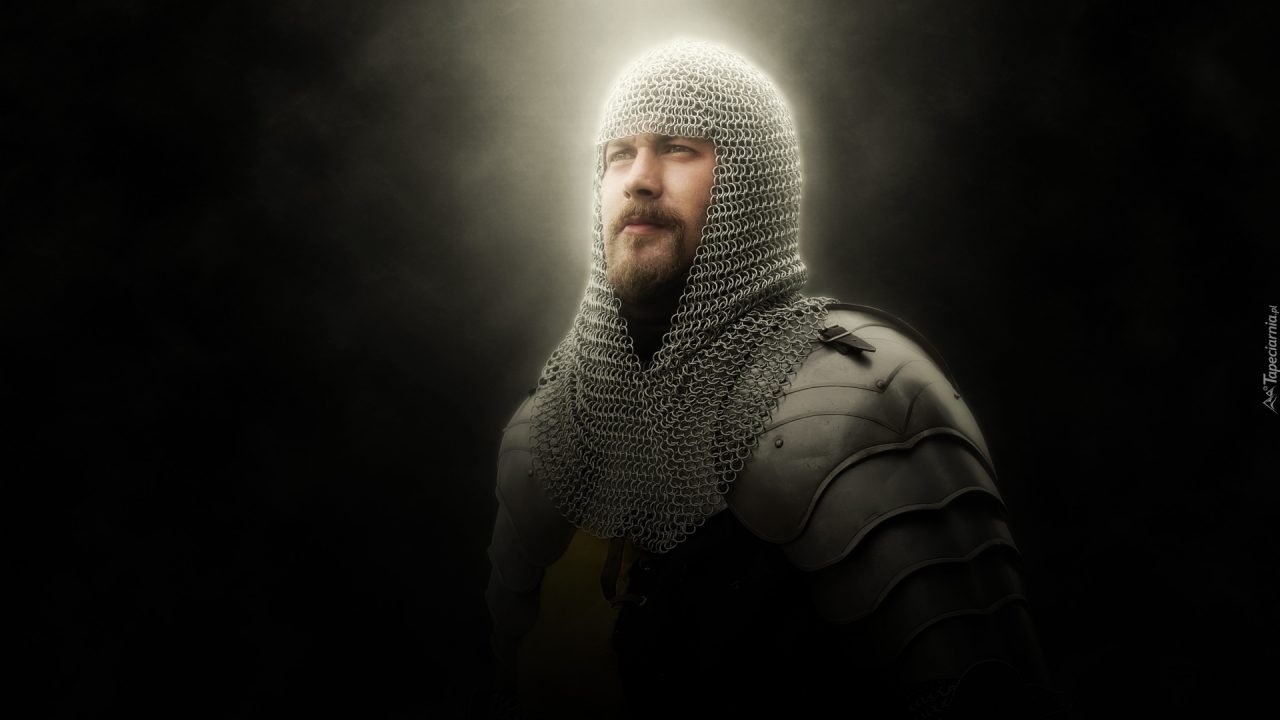 Tapeta sredniowieczny rycerz w kolczudze i zbroi