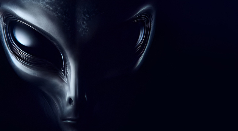 Mesmerizing eyes alien dark back
