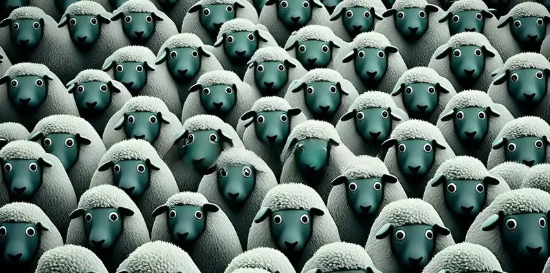 Flock sheep staring same directi (1)
