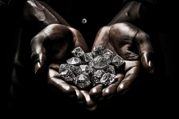 Differentsized cut diamonds diam