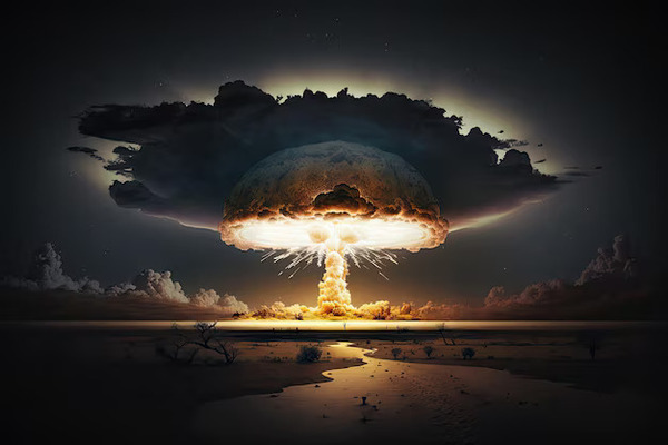 Nuclear bomb explosion against n