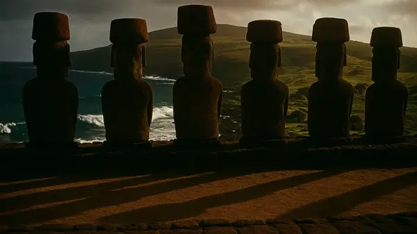 I sette moai di Ahu Akivi alline