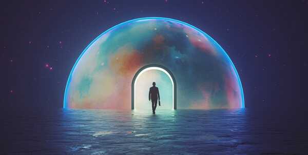 Man walking into different dimen