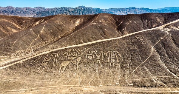 Aerial View of Palpa Geoglyphs in Peru