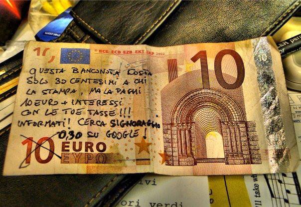 Banconota 10 euro Signoraggio Bancario