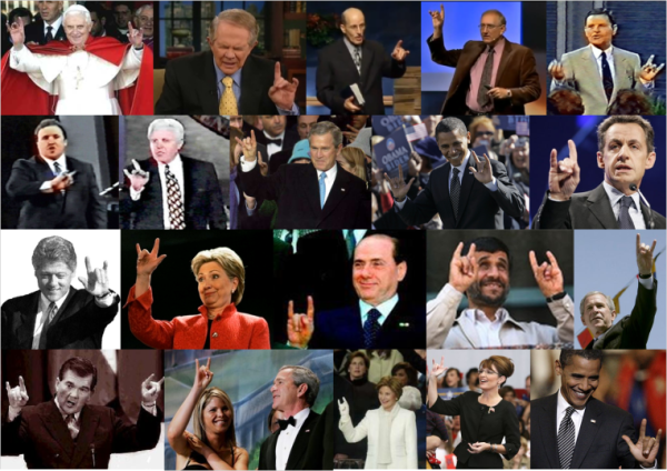 US Presidents and politicians Satanic hand sign 600x424